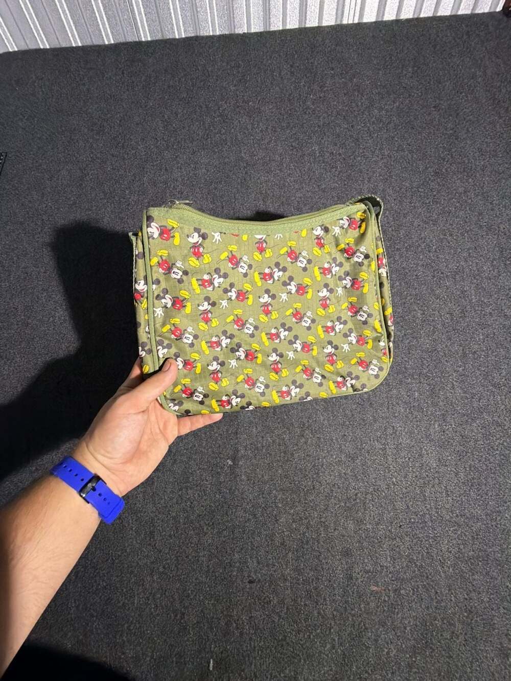 Disney Mickey Mouse Olive Green Canvas Shoulder Bag with All-over Print